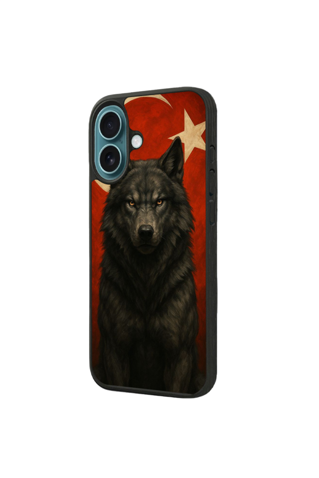 iPhone 16 Uyumlu Bozkurt Tasarımlı Glossy Premium Kılıf