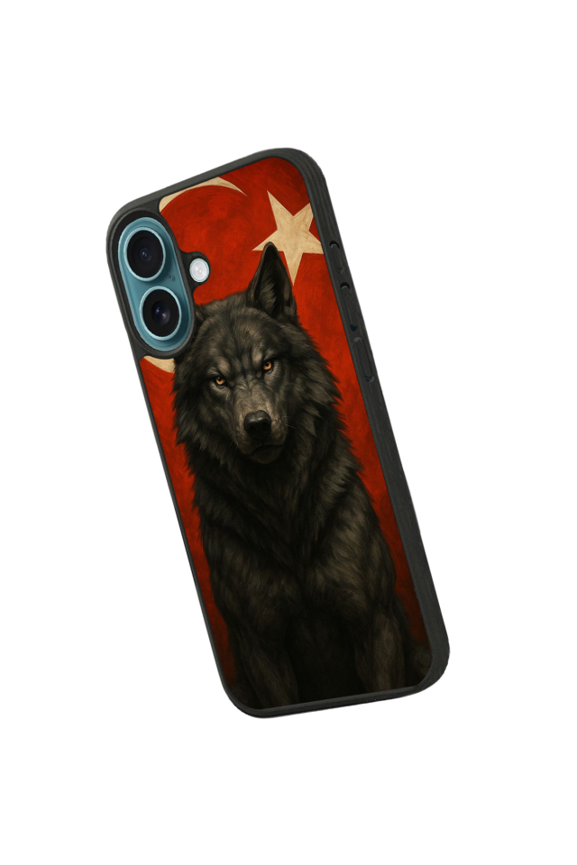 iPhone 16 Uyumlu Bozkurt Tasarımlı Glossy Premium Kılıf
