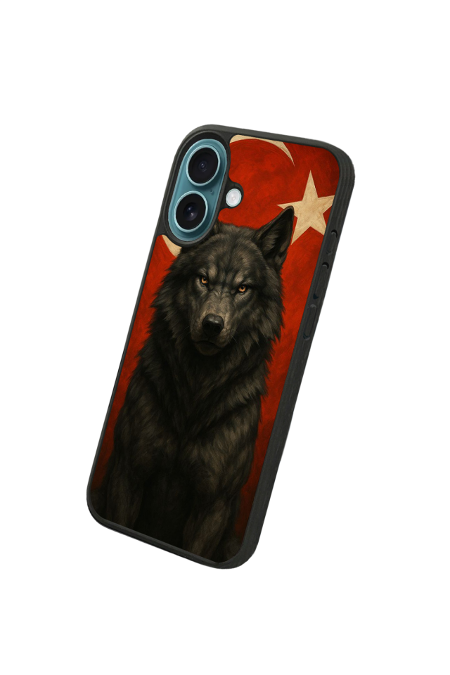 iPhone 16 Uyumlu Bozkurt Tasarımlı Glossy Premium Kılıf