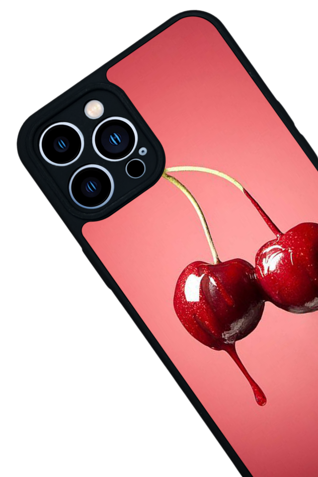 iPhone 13 Pro Max Uyumlu Kiraz Tasarımlı Glossy Premium Kılıf