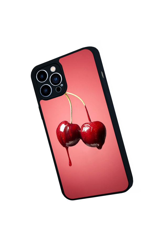 iPhone 13 Pro Max Uyumlu Kiraz Tasarımlı Glossy Premium Kılıf