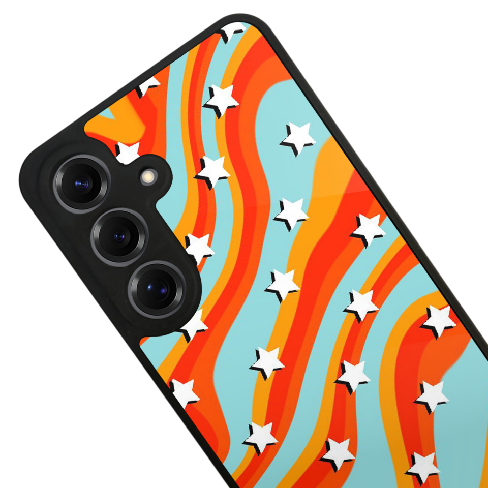 Samsung Galaxy S25 Uyumlu Retro Yildizlar Tasarımlı Glossy Premium Kılıf