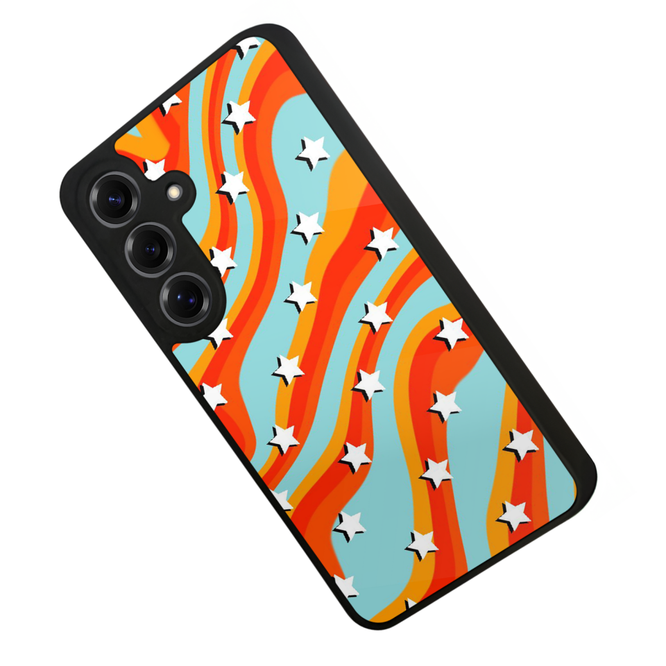 Samsung Galaxy S25 Uyumlu Retro Yildizlar Tasarımlı Glossy Premium Kılıf