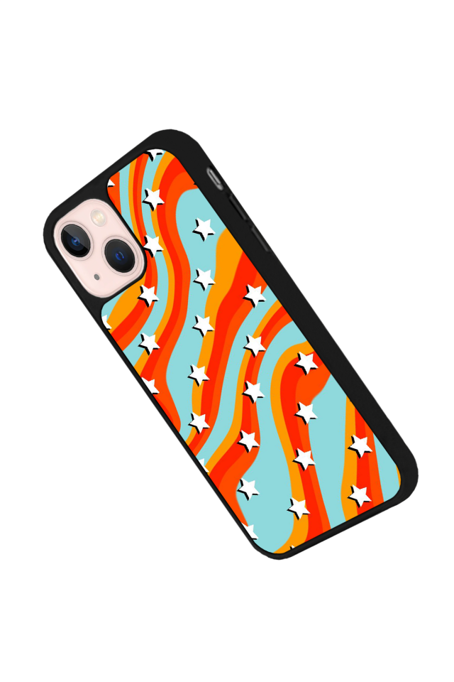 iPhone 13/14 Uyumlu Retro Yildizlar Tasarımlı Glossy Premium Kılıf