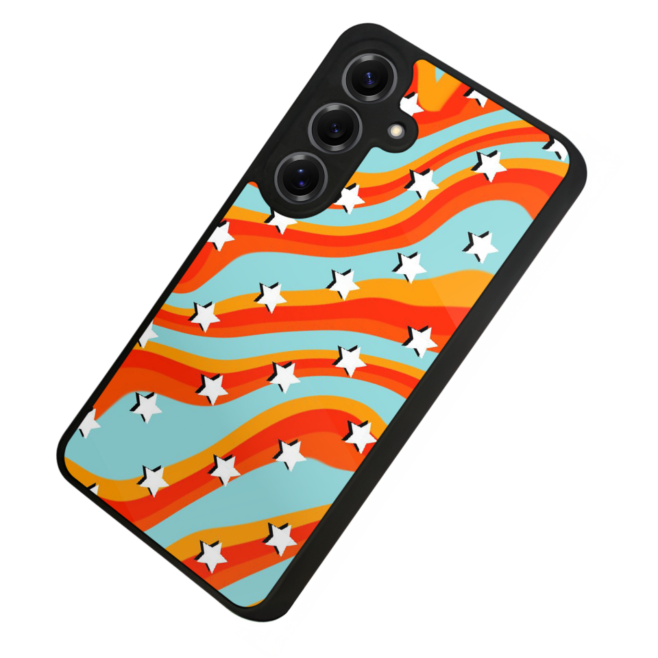 Samsung Galaxy S25 Uyumlu Retro Yildizlar Tasarımlı Glossy Premium Kılıf