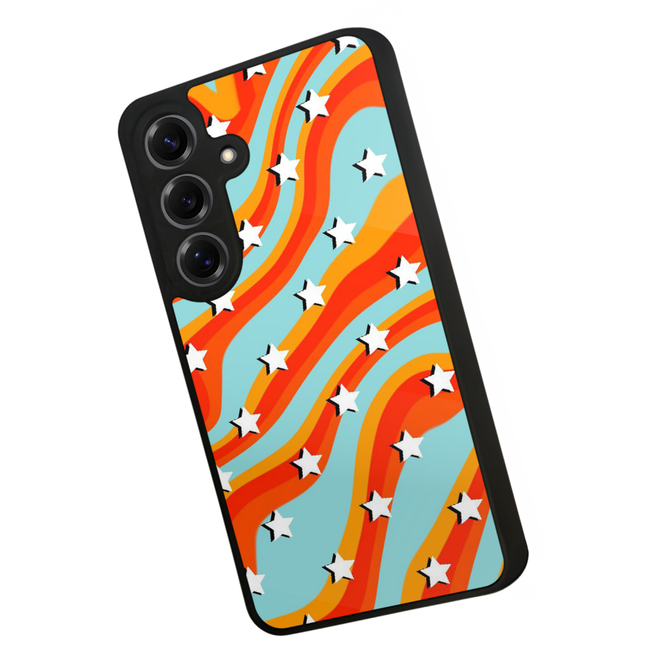 Samsung Galaxy S25 Uyumlu Retro Yildizlar Tasarımlı Glossy Premium Kılıf