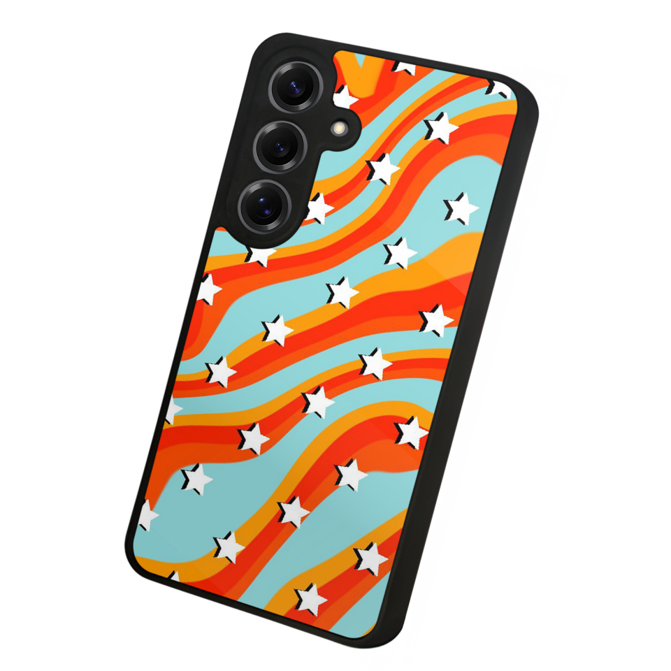 Samsung Galaxy S25 Uyumlu Retro Yildizlar Tasarımlı Glossy Premium Kılıf