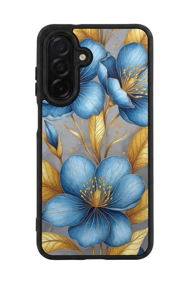 Samsung Galaxy A56 Uyumlu Yaldizli Cicek Tasarımlı Glossy Premium Kılıf