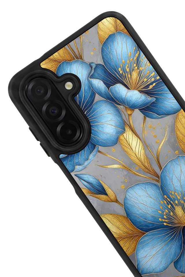 Samsung Galaxy A56 Uyumlu Yaldizli Cicek Tasarımlı Glossy Premium Kılıf
