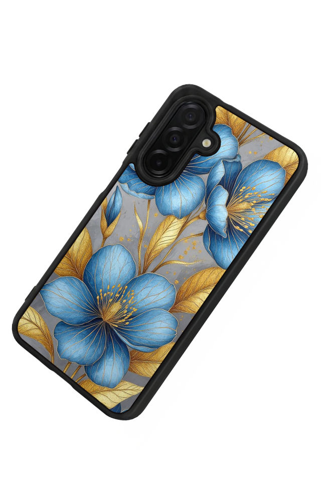 Samsung Galaxy A56 Uyumlu Yaldizli Cicek Tasarımlı Glossy Premium Kılıf