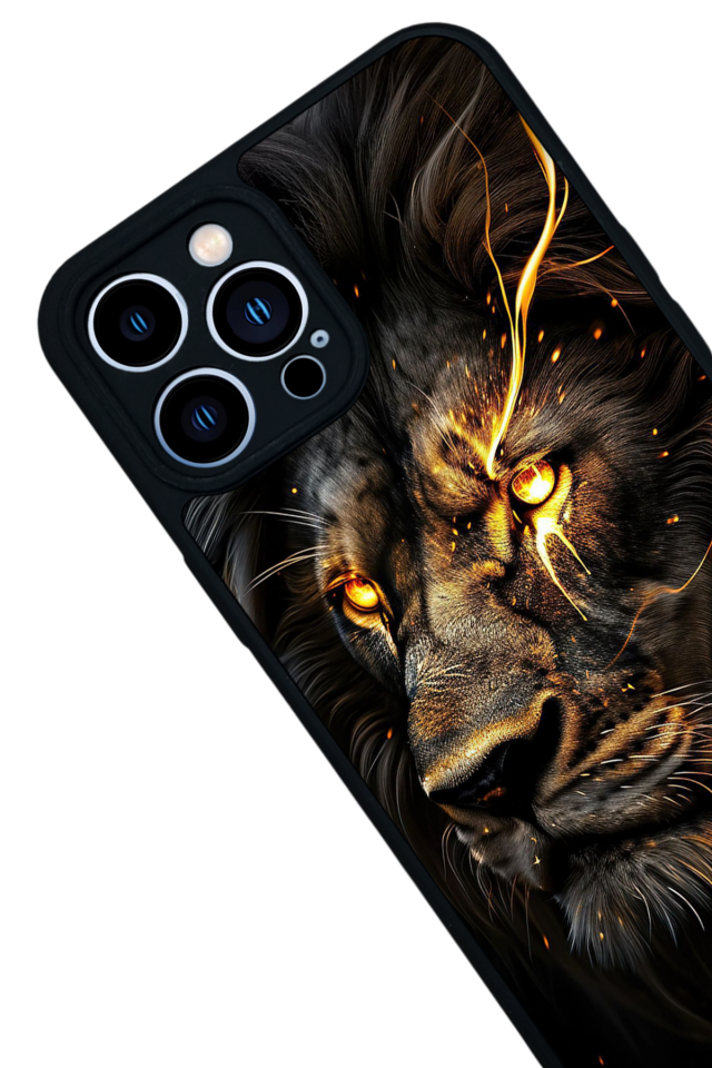 iPhone 12 Pro Max Uyumlu Aslan Tasarımlı Glossy Premium Kılıf