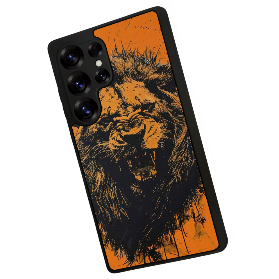 Samsung Galaxy S25 Ultra Uyumlu Aslan Tasarımlı Glossy Premium Kılıf