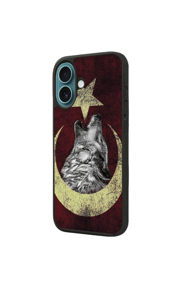 iPhone 16 Uyumlu Bozkurt Tasarımlı Glossy Premium Kılıf