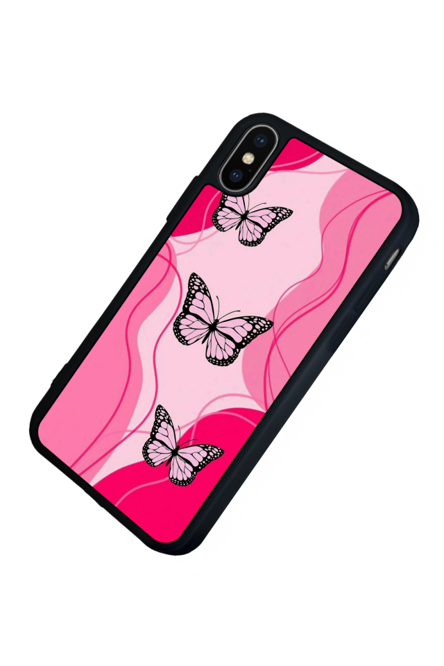 iPhone X/ XS Uyumlu Kelebek Tasarımlı Glossy Premium Kılıf
