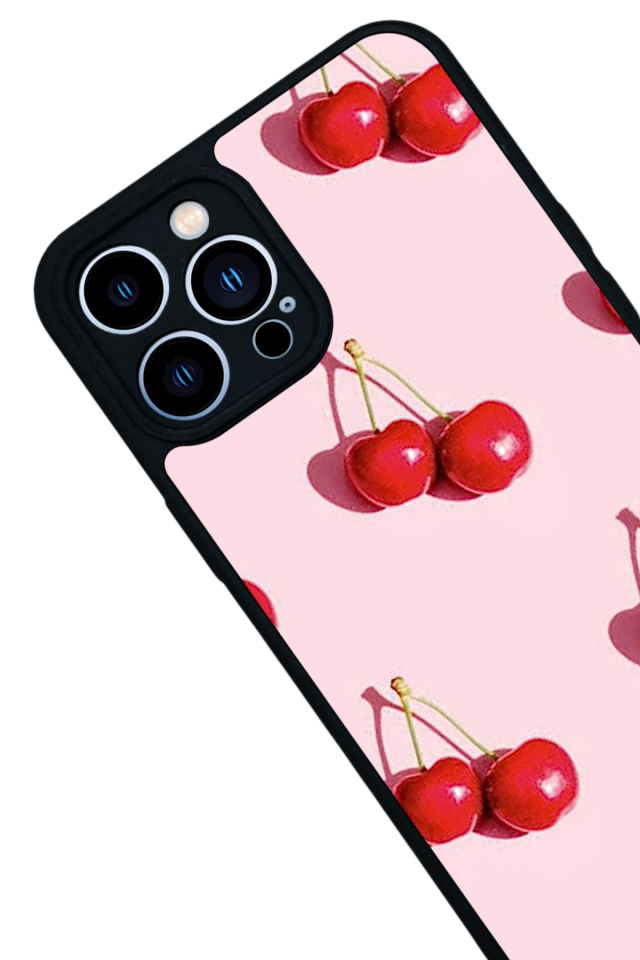 iPhone 13 Pro Max Uyumlu Kiraz Tasarımlı Glossy Premium Kılıf
