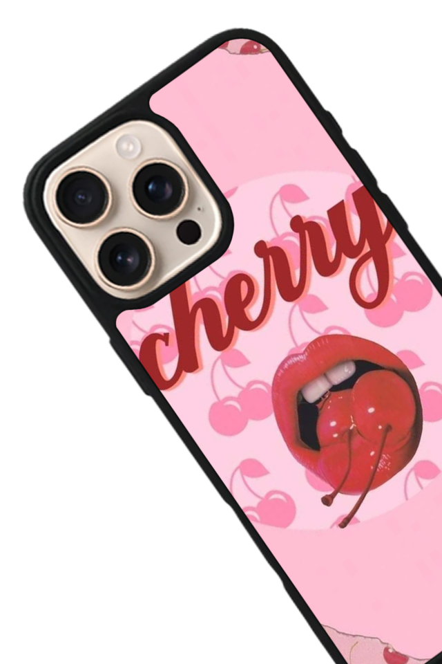 iPhone 14 Pro Max Uyumlu Kiraz Tasarımlı Glossy Premium Kılıf