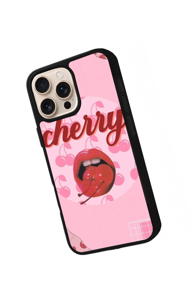 iPhone 14 Pro Max Uyumlu Kiraz Tasarımlı Glossy Premium Kılıf