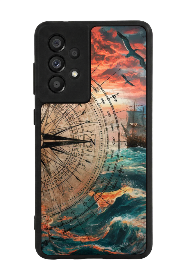Samsung Galaxy A73 Uyumlu Pusula Tasarımlı Glossy Premium Kılıf