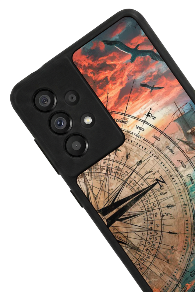 Samsung Galaxy A73 Uyumlu Pusula Tasarımlı Glossy Premium Kılıf
