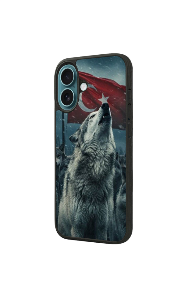 iPhone 16 Uyumlu Bozkurt Tasarımlı Glossy Premium Kılıf