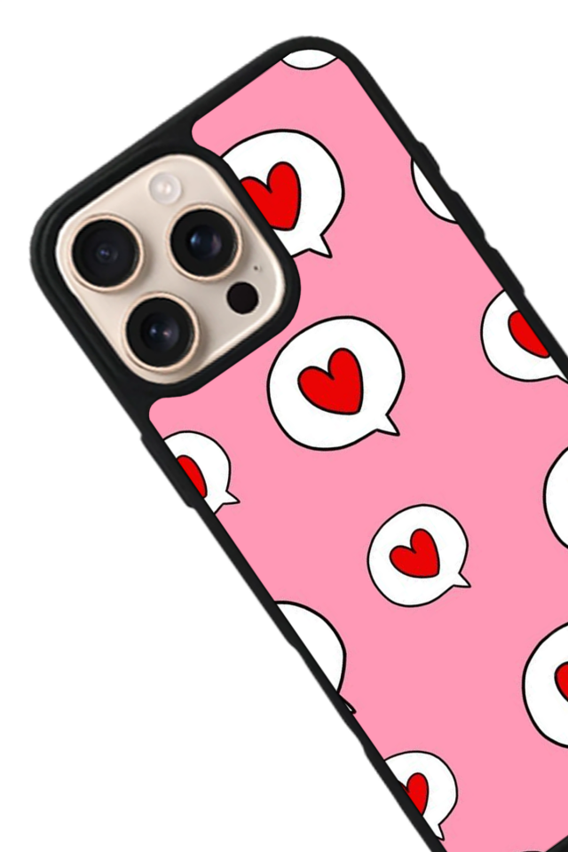 iPhone 15 Pro Max Uyumlu Kalp Love Tasarımlı Glossy Premium Kılıf