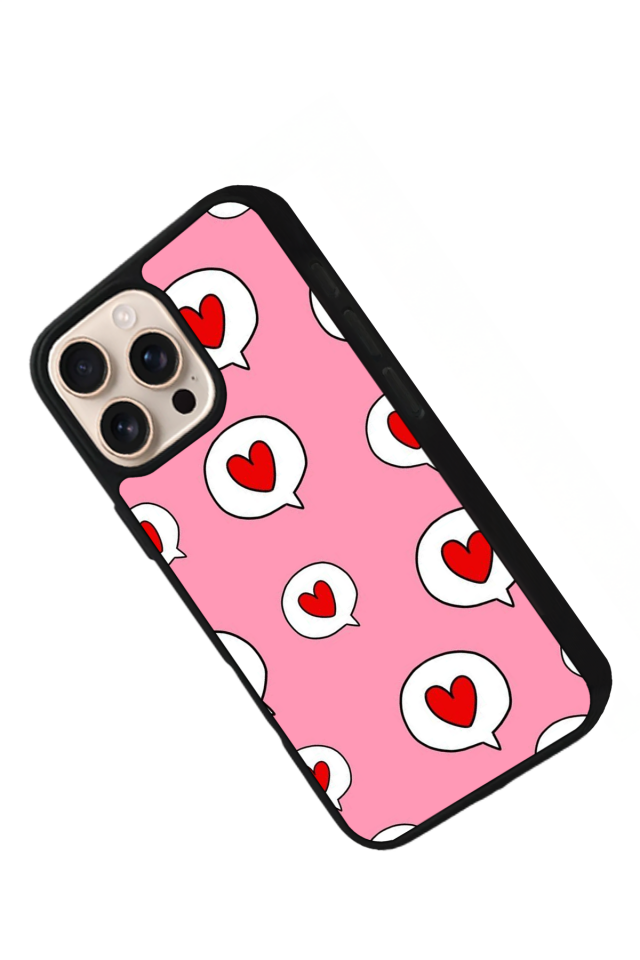 iPhone 15 Pro Max Uyumlu Kalp Love Tasarımlı Glossy Premium Kılıf