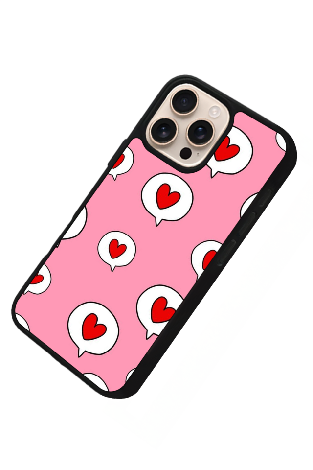 iPhone 15 Pro Max Uyumlu Kalp Love Tasarımlı Glossy Premium Kılıf