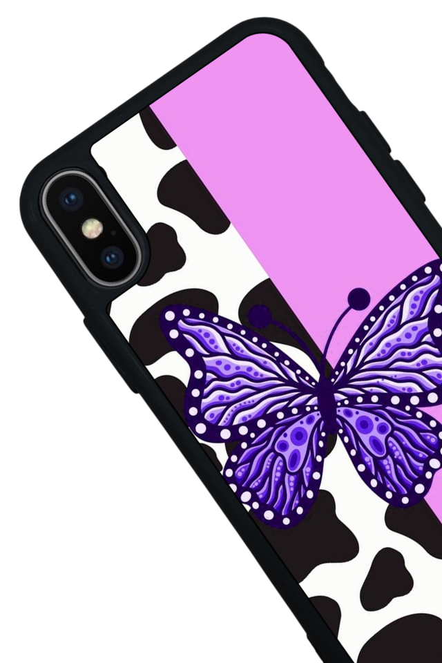 iPhone X/ XS Uyumlu Kelebek Tasarımlı Glossy Premium Kılıf