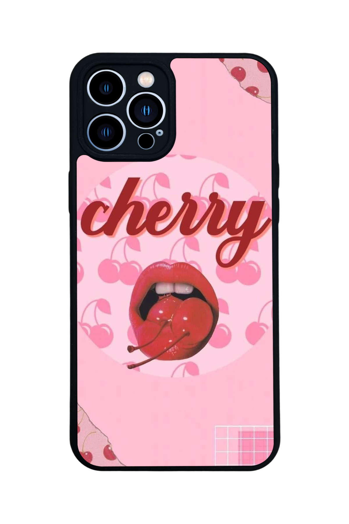 iPhone 13 Pro Max Uyumlu Kiraz Tasarımlı Glossy Premium Kılıf