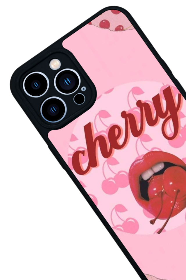 iPhone 13 Pro Max Uyumlu Kiraz Tasarımlı Glossy Premium Kılıf