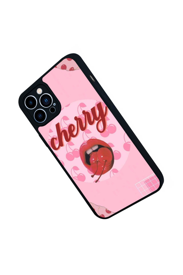 iPhone 13 Pro Max Uyumlu Kiraz Tasarımlı Glossy Premium Kılıf