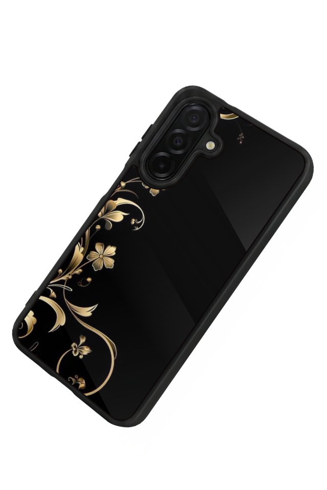 Samsung Galaxy A56 Uyumlu Yaldizli Cicek Tasarımlı Glossy Premium Kılıf
