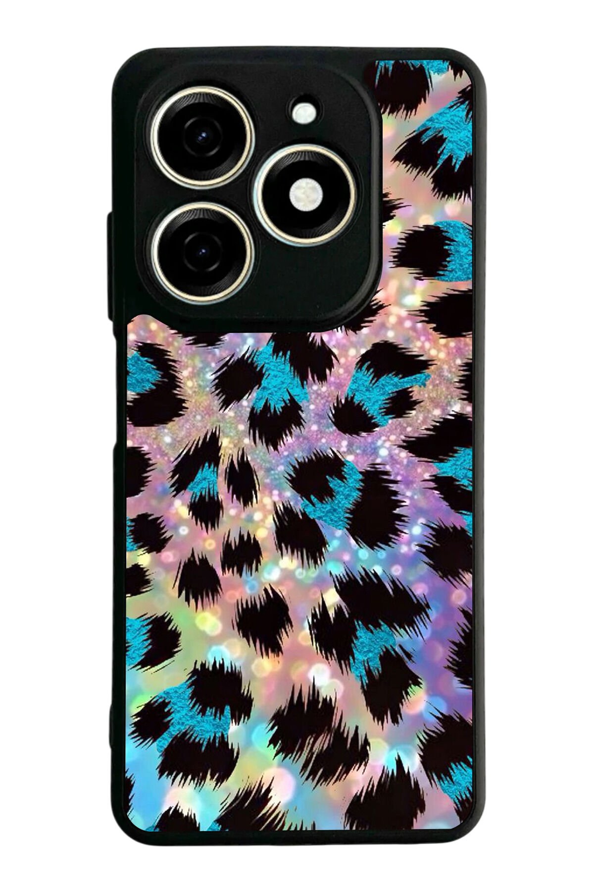 Tecno Spark 20/20C Uyumlu Hologram Leopar Tasarımlı Glossy Premium Kılıf