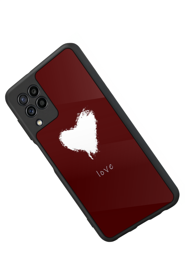 Samsung Galaxy M32 Uyumlu Kalp Love Tasarımlı Glossy Premium Kılıf