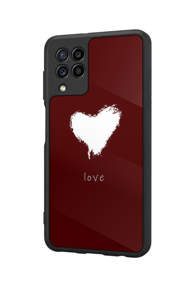 Samsung Galaxy M32 Uyumlu Kalp Love Tasarımlı Glossy Premium Kılıf