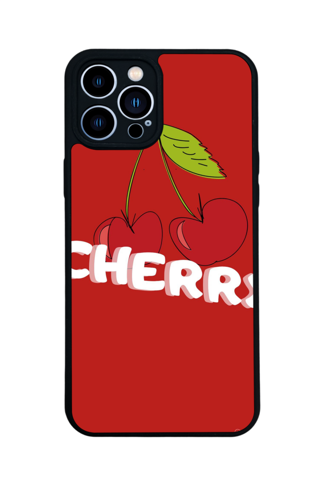 iPhone 13 Pro Max Uyumlu Kiraz Tasarımlı Glossy Premium Kılıf