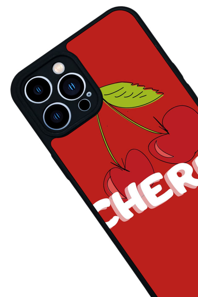 iPhone 13 Pro Max Uyumlu Kiraz Tasarımlı Glossy Premium Kılıf