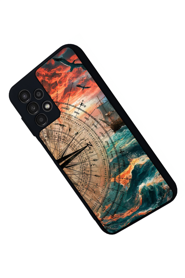 Samsung Galaxy A23 Uyumlu Pusula Tasarımlı Glossy Premium Kılıf