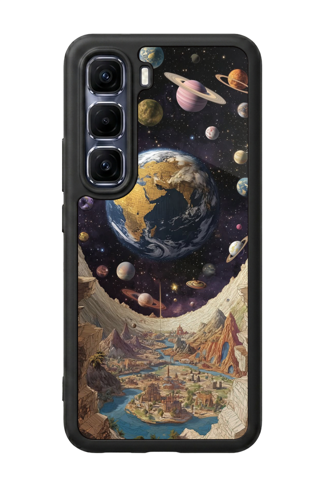 Infinix Hot 60 Pro Plus Uyumlu Uzay Tasarımlı Glossy Premium Kılıf