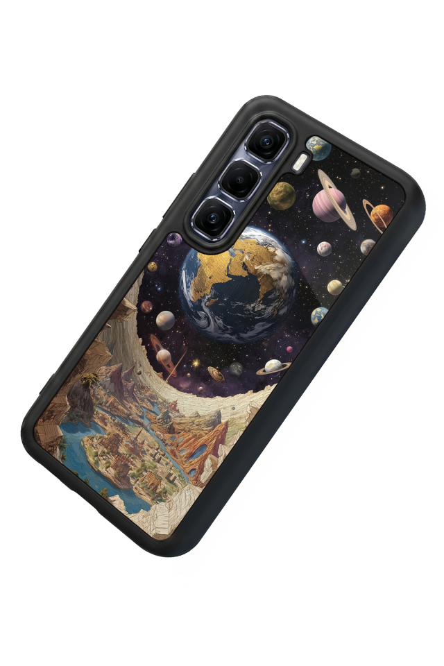 Infinix Hot 60 Pro Plus Uyumlu Uzay Tasarımlı Glossy Premium Kılıf