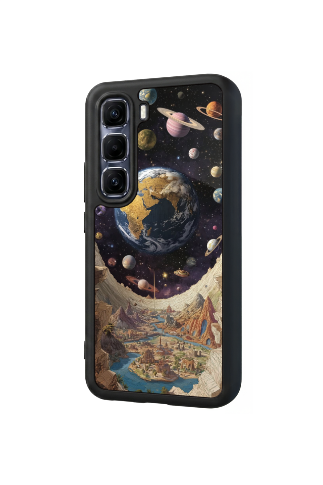 Infinix Hot 60 Pro Plus Uyumlu Uzay Tasarımlı Glossy Premium Kılıf