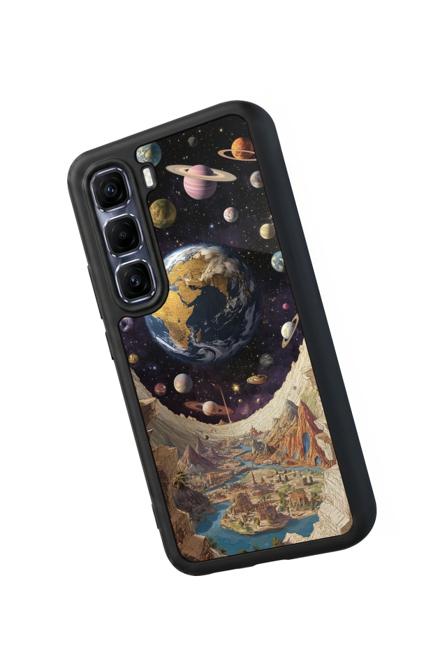 Infinix Hot 60 Pro Plus Uyumlu Uzay Tasarımlı Glossy Premium Kılıf