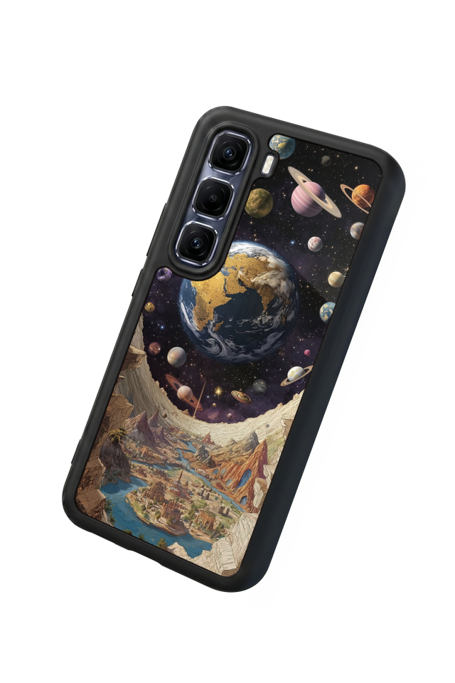 Infinix Hot 60 Pro Plus Uyumlu Uzay Tasarımlı Glossy Premium Kılıf