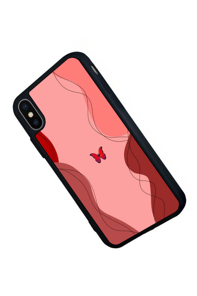 iPhone X/ XS Uyumlu Kelebek Tasarımlı Glossy Premium Kılıf