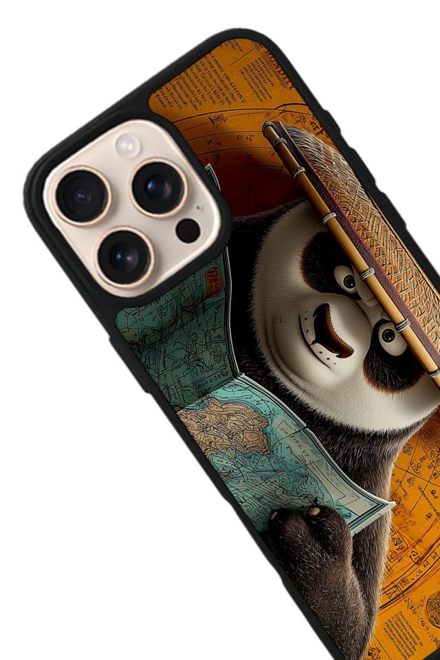 iPhone 14 Pro Uyumlu Kung Fu Panda Tasarımlı Glossy Premium Kılıf