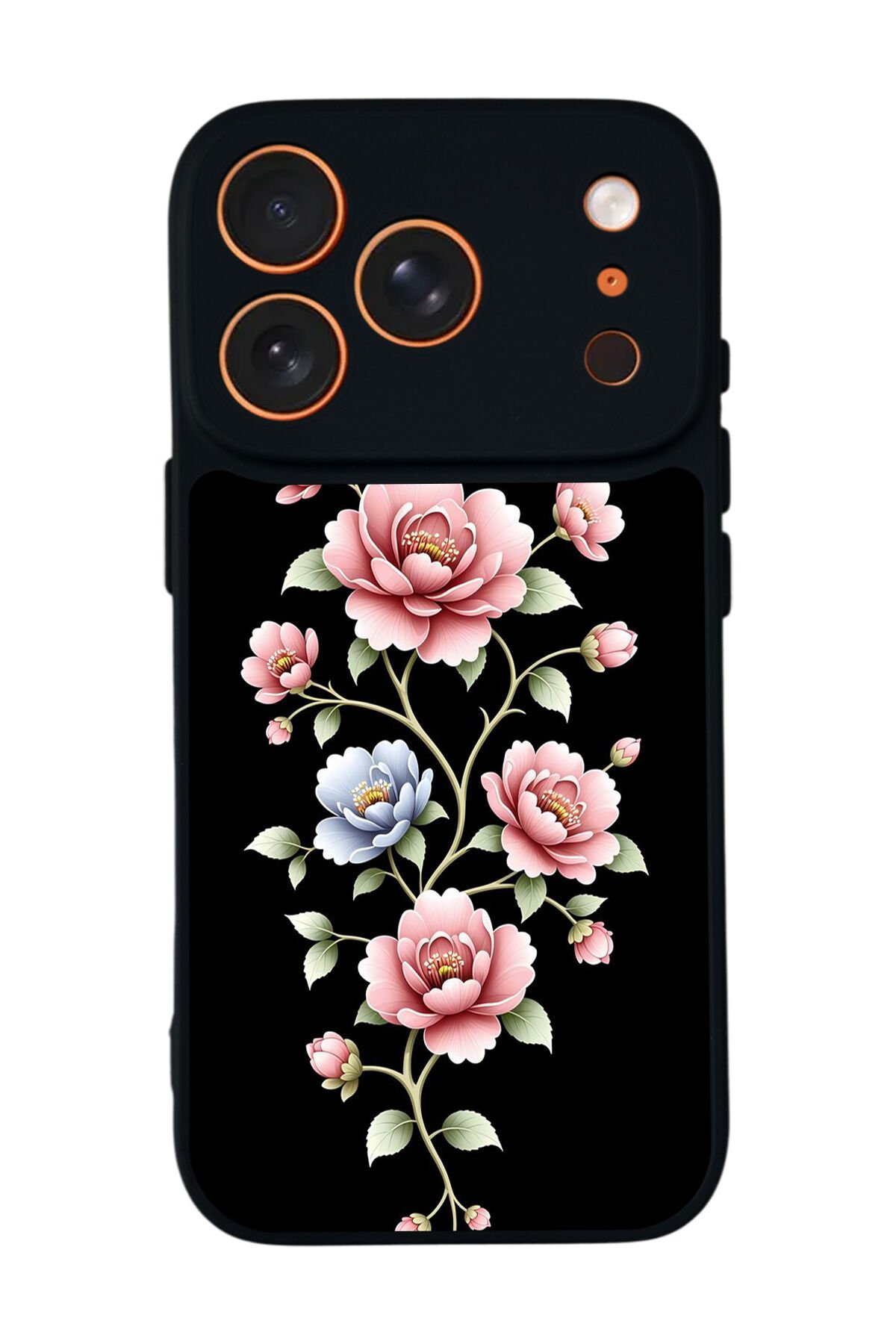 iPhone 17 Pro Max Uyumlu Yaldizli Cicek Tasarımlı Glossy Premium Kılıf