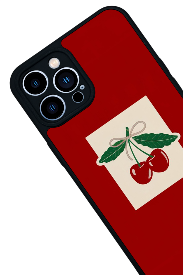 iPhone 13 Pro Max Uyumlu Kiraz Tasarımlı Glossy Premium Kılıf