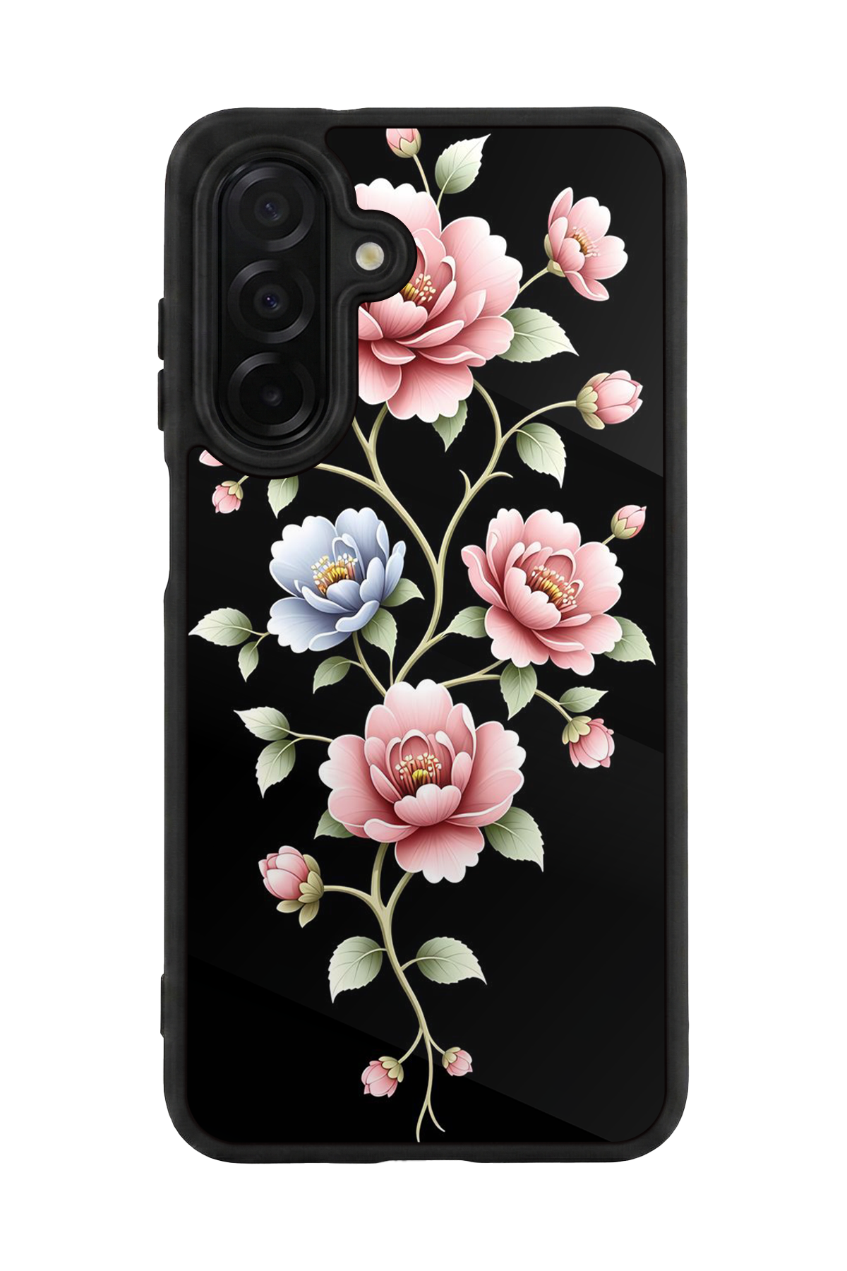 Samsung Galaxy A56 Uyumlu Yaldizli Cicek Tasarımlı Glossy Premium Kılıf