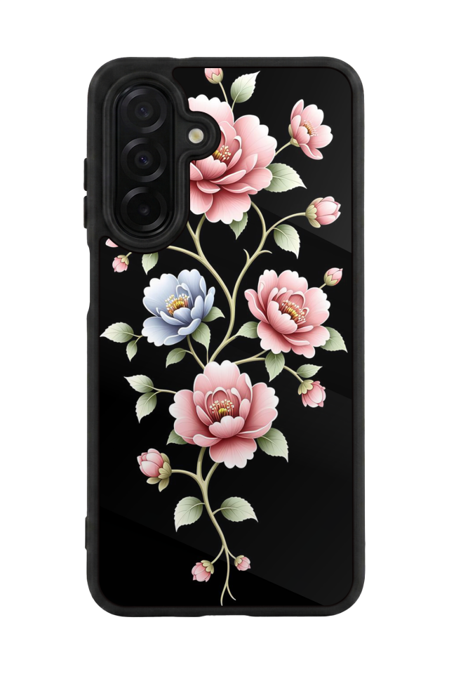 Samsung Galaxy A56 Uyumlu Yaldizli Cicek Tasarımlı Glossy Premium Kılıf