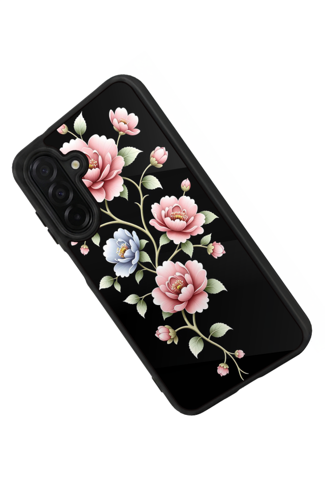 Samsung Galaxy A56 Uyumlu Yaldizli Cicek Tasarımlı Glossy Premium Kılıf
